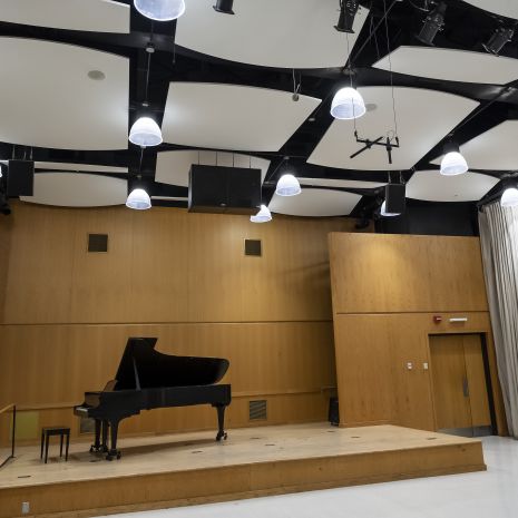 piano on the stage in Klein Recital Hall