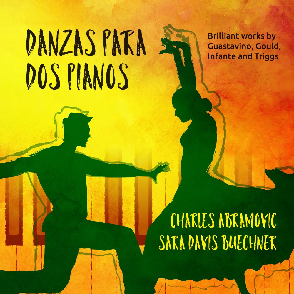 album cover art featuring silhouette of two dancers in dramatic poses with piano keyboard in background