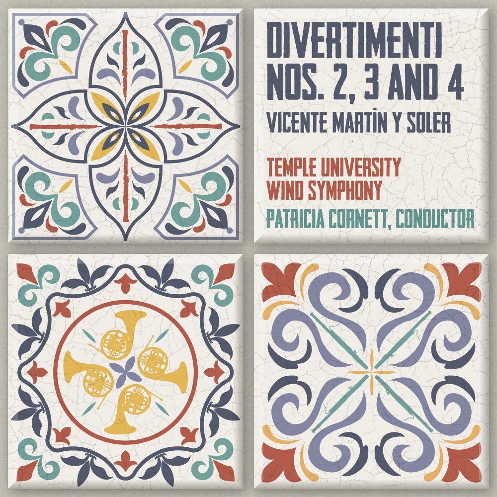 Album cover featuring images of weathered, patterned ceramic tiles with musical instruments incorporated into the designs.