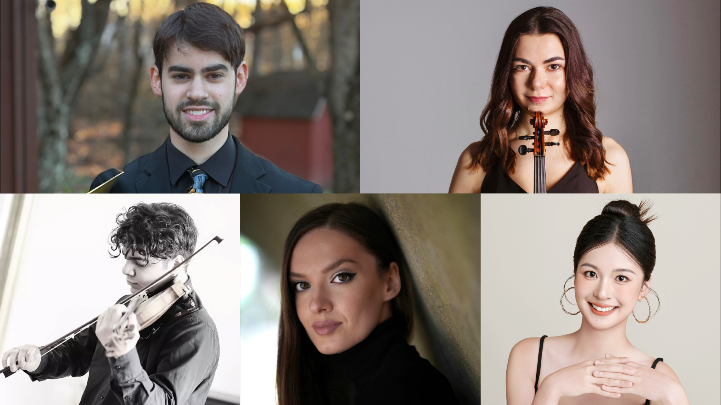 Collage of five students' headshots